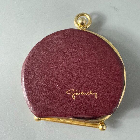 Authentic Vintage GIVENCHY Coin Case Wallet Purse 4G Logo Bordeaux Gold Leather - Picture 5 of 14